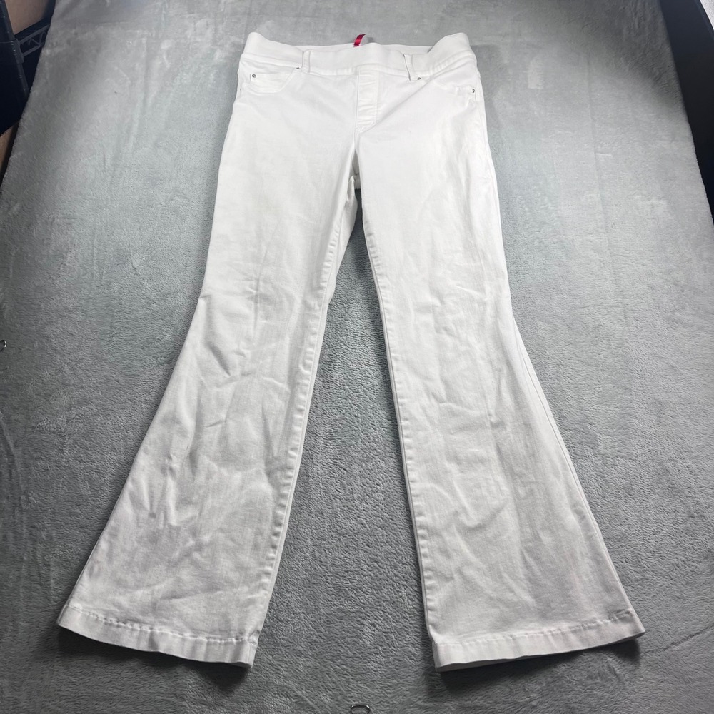 Spanx Clean Elevate Flare Jeans White Pull On High Rise 20349R Womens 1X Tall - Picture 1 of 12